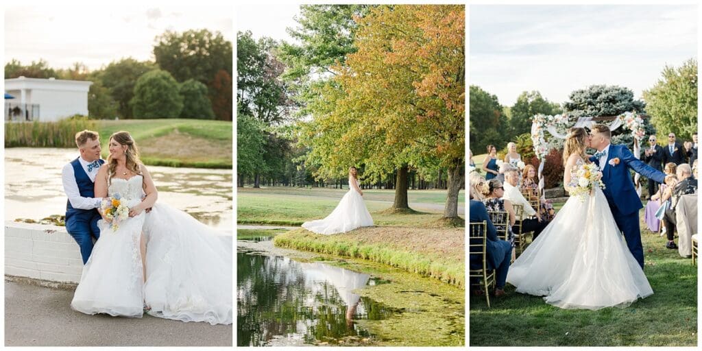 a collection of images featuring romantic moments between a bride and groom at a Cleveland Ohio wedding venue