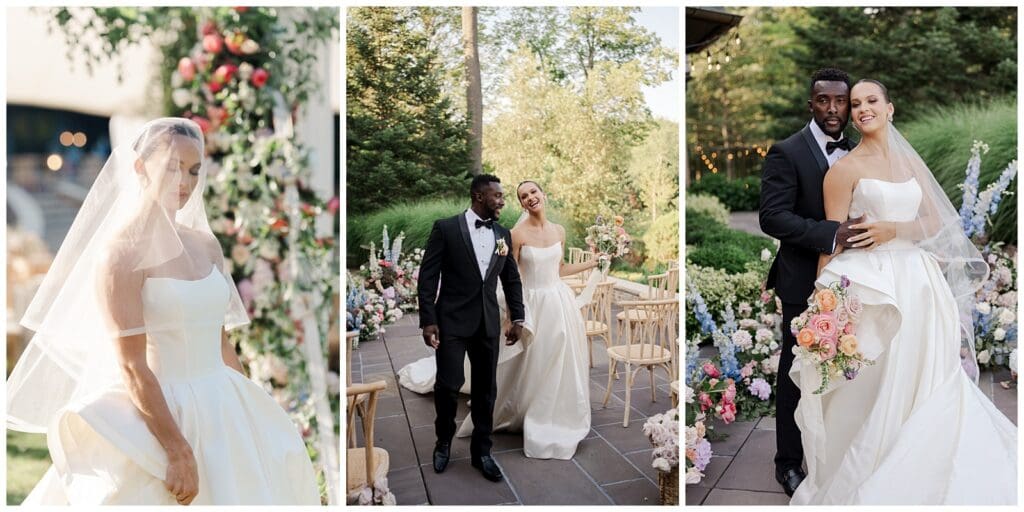 wedding images featuring flower gardens and bridal portraits