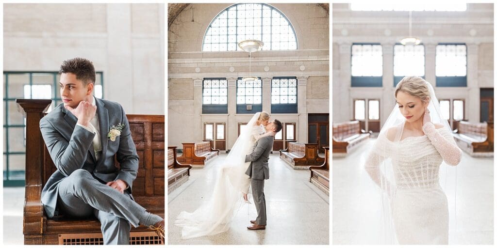 a bridal portrait and a groom portrait