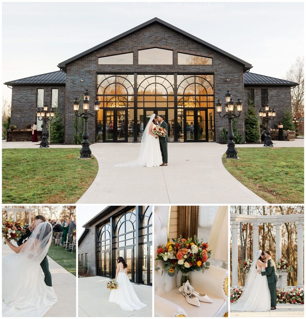collage of wedding images at The Glass on Enchanted Acres