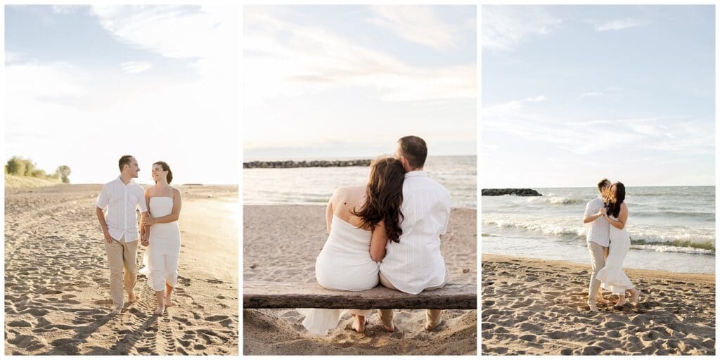 collection of images featuring romantic moments between a couple on the beach