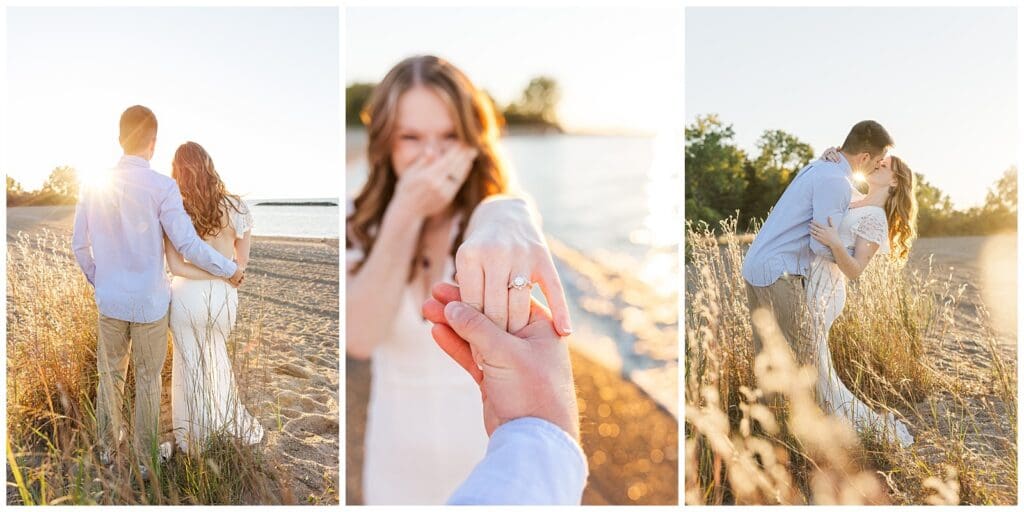 a couple sharing romantic moments on the beach at sunset
